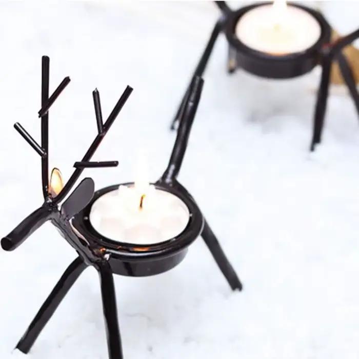 Support de chandelier Durable en forme de renne et d'élan, bougeoir de noël en fer antirouille, pilier de bougie de cerf de style européen pour porche