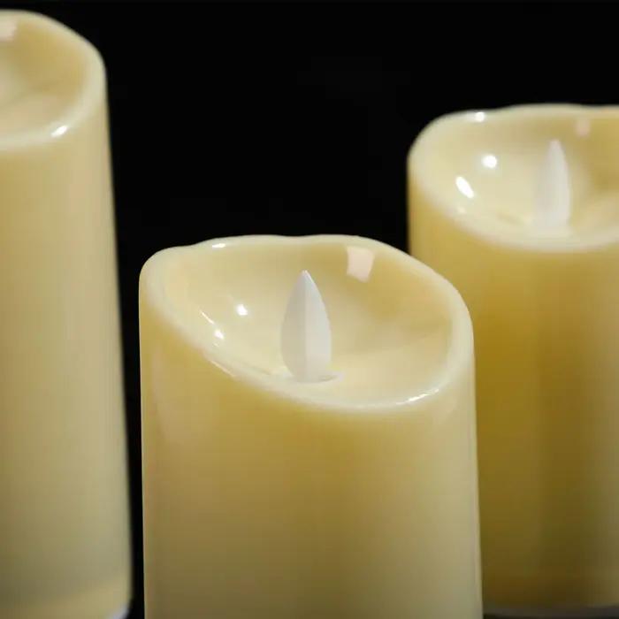 1/3 Bougies décoratives sans flamme à mèche mobile USB avec télécommande