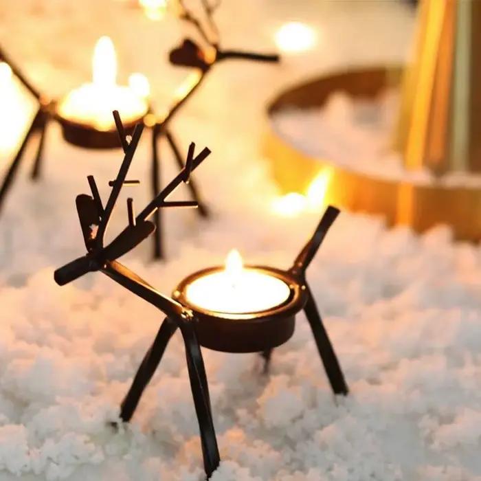 Support de chandelier Durable en forme de renne et d'élan, bougeoir de noël en fer antirouille, pilier de bougie de cerf de style européen pour porche