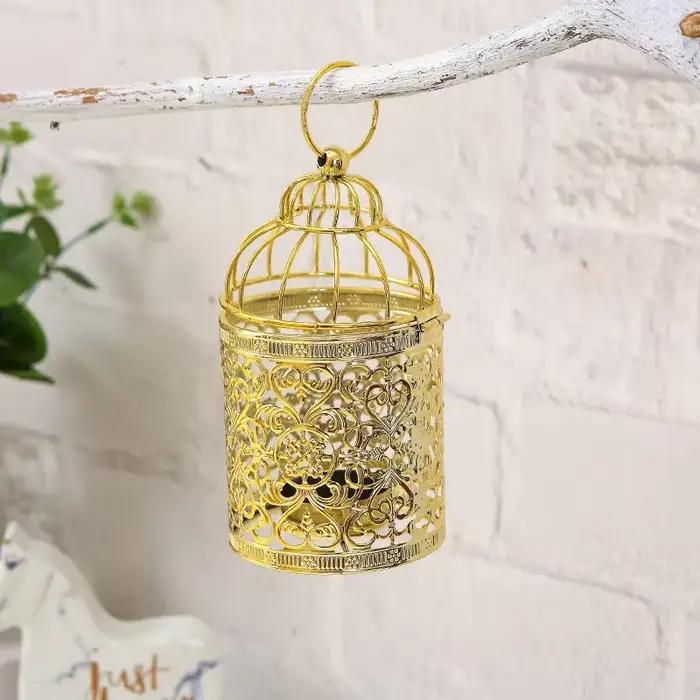 Bougeoir Cage à oiseaux rétro Vintage romantique creux suspendus chandeliers créatif décoration de la maison artisanat accessoires de mariage cadeau