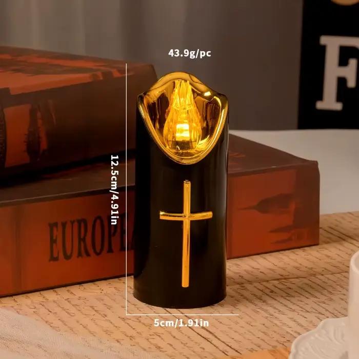 Bougie sans flamme LED en forme de croix chrétienne