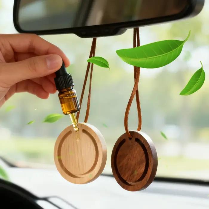 Diffuseur d'huiles essentielles en bois pour rétroviseur de voiture