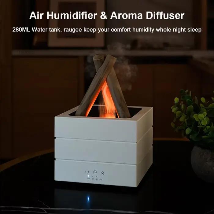 Humidificateur de flamme diffuseur de parfum humidificateur d'arôme diffuseur d'huile essentielle d'aromathérapie avec veilleuse et télécommande