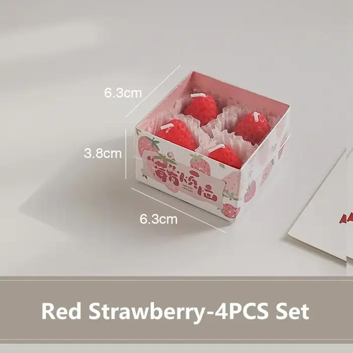 Boîte cadeau de 4/6/9 bougies parfumées en forme de fraise, faites à la main, parfumées aux fruits r