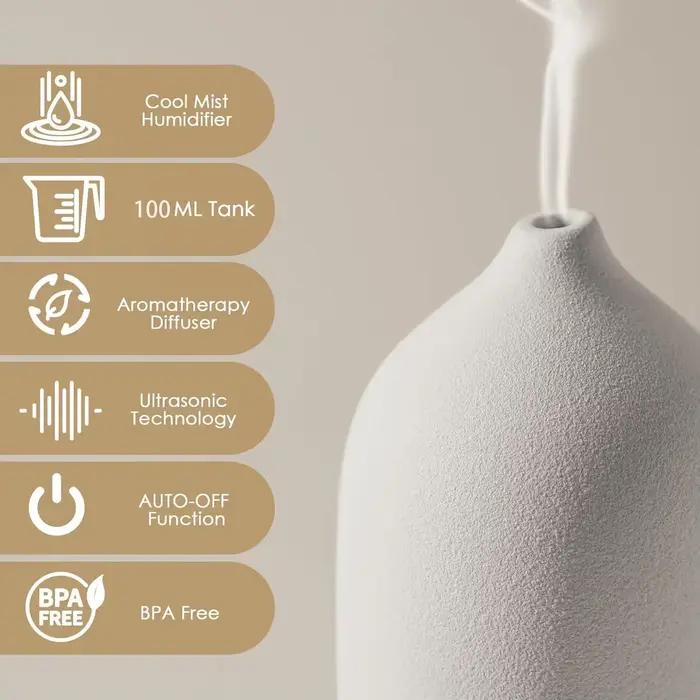 Diffuseur d'huiles essentielles à ultrasons en céramique