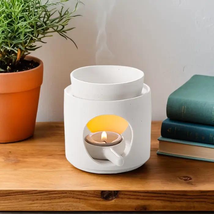 Bougeoir photophore en céramique et chauffe-huile, diffuseur d'arôme antidérapant pour la méditation, le Yoga, décor de Table à manger de ferme