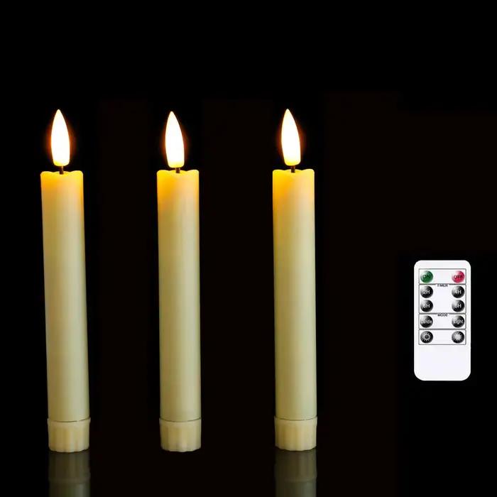 3 ou 6 pièces de bougies décoratives de Noël et d'Halloween beige/noires, bougies en plastique de 6,