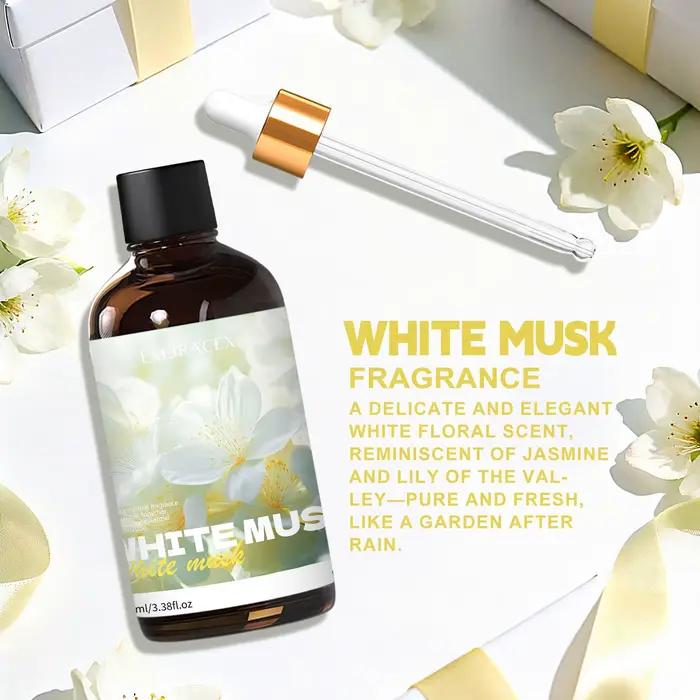 Huiles parfumées au musc blanc 100 ml pour diffuseurs, accessoires de voiture, projets de bricolage, fabrication de bougies, parfum longue durée, cadeaux