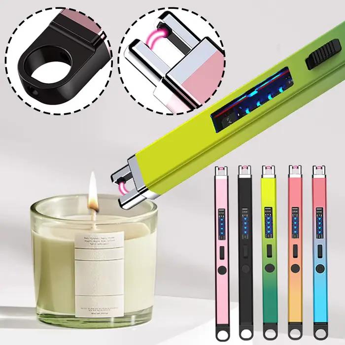 Briquet à bougie Rechargeable USB, coupe-vent, affichage de puissance LED, briquet de cuisine, cuisinière à gaz
