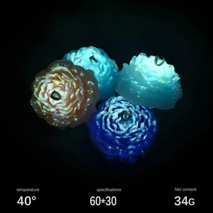 Bougies lumineuses à basse température qui brillent dans la nuit