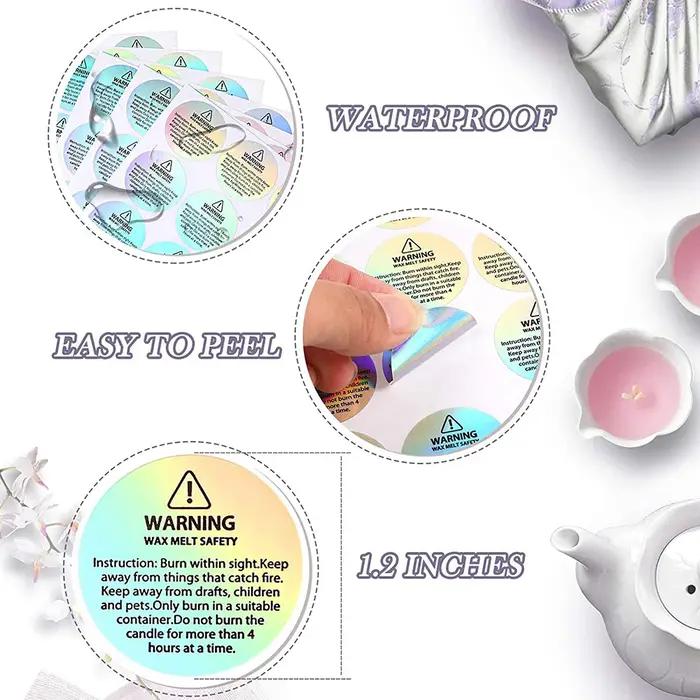 Étiquettes d'avertissement de bougie rondes imperméables de 3cm