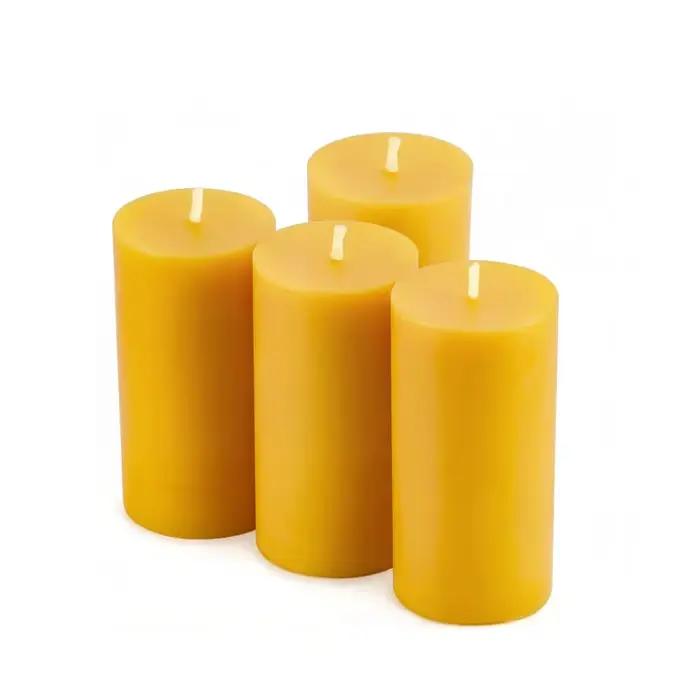 Lot de 4 bougies piliers en cire d'abeille naturelle 2 "x 4"