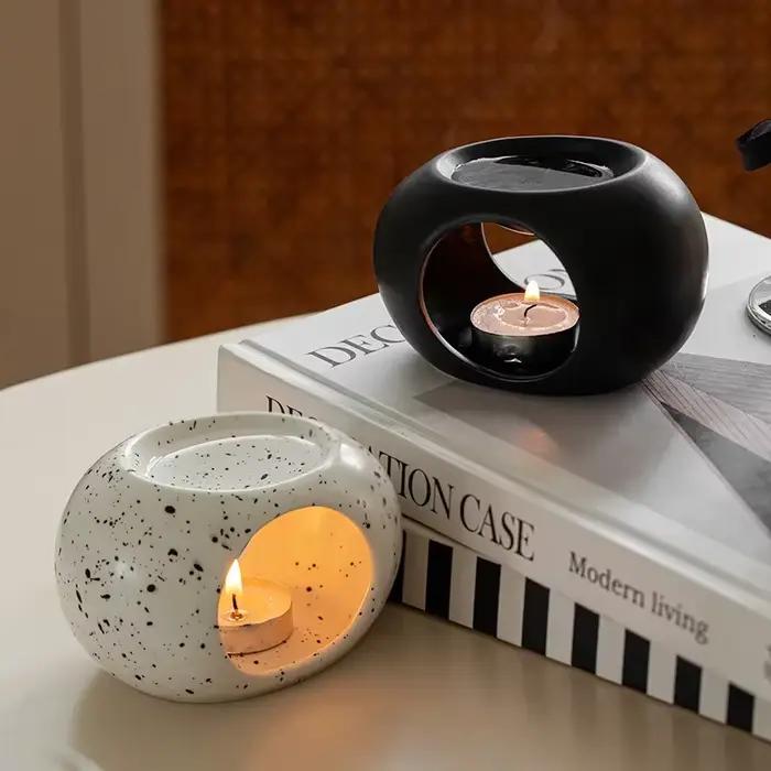 Support chauffant à bougie noire Simple, céramique, diffuseur d'huile essentielle, four domestique, Spa, aromathérapie, brûleur d'encens