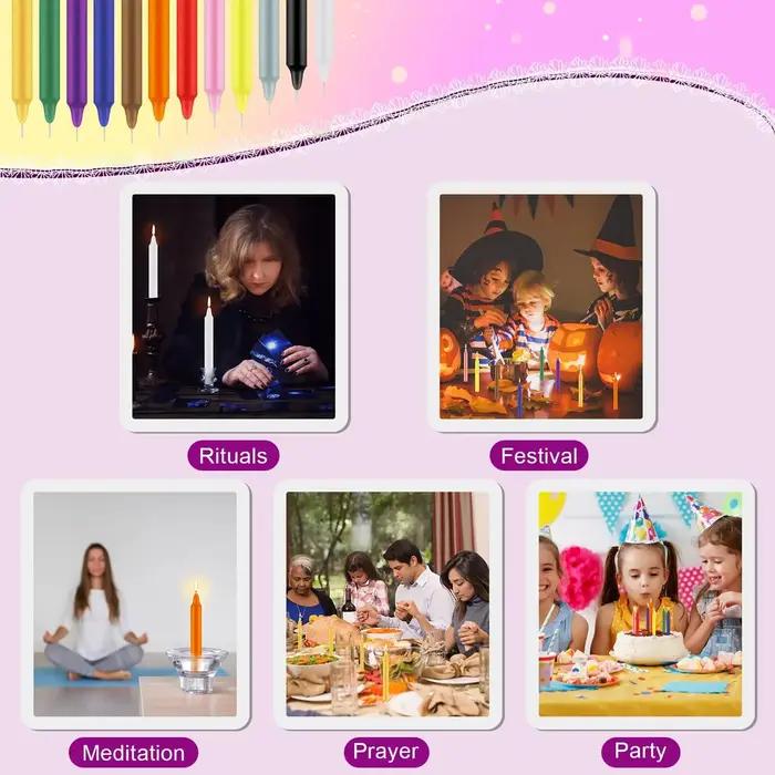 Bougies colorées artisanales sans fumée pour ambiance familiale et occasions spéciales d'intérieur et extérieur