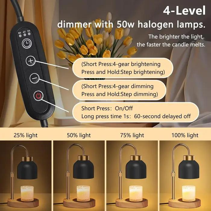 Lampe chauffe-bougie avec minuterie et deux ampoules chauffe-cire