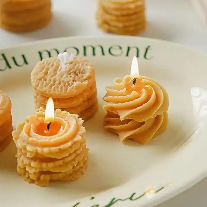 Bougies à biscuits parfumées en forme de biscuit, cire de soja naturelle, ambiance chaleureuse et confortable pour la maison et les occasions spéciales