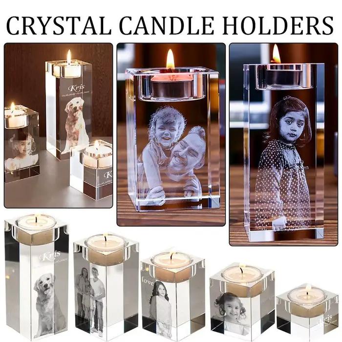 Bougeoir en cristal avec Photo 3D personnalisée