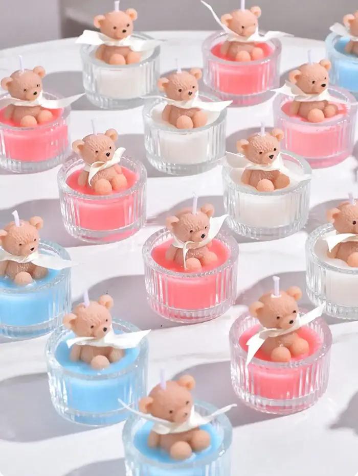 Cadeau pour la Saint-Valentin - Bougie parfumée en forme d'ours en verre