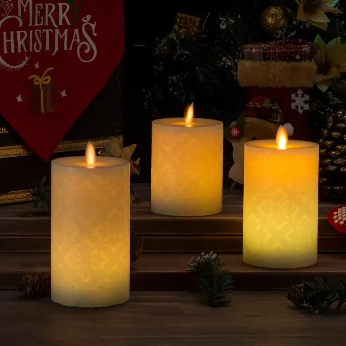 3/1 pièces bougies Led en cire véritable avec télécommande Led