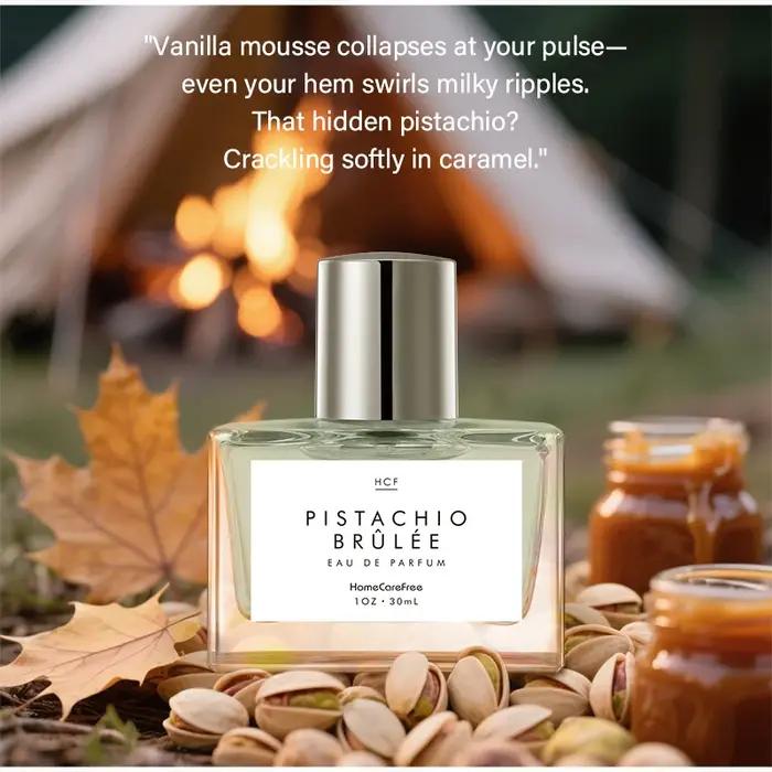 Parfum Gourmand Parisian Chic caramel pistache lait de coco vanille durable femme homme romantique promenade parisienne montmartre atmosphère enveloppante vanille douceur éthique