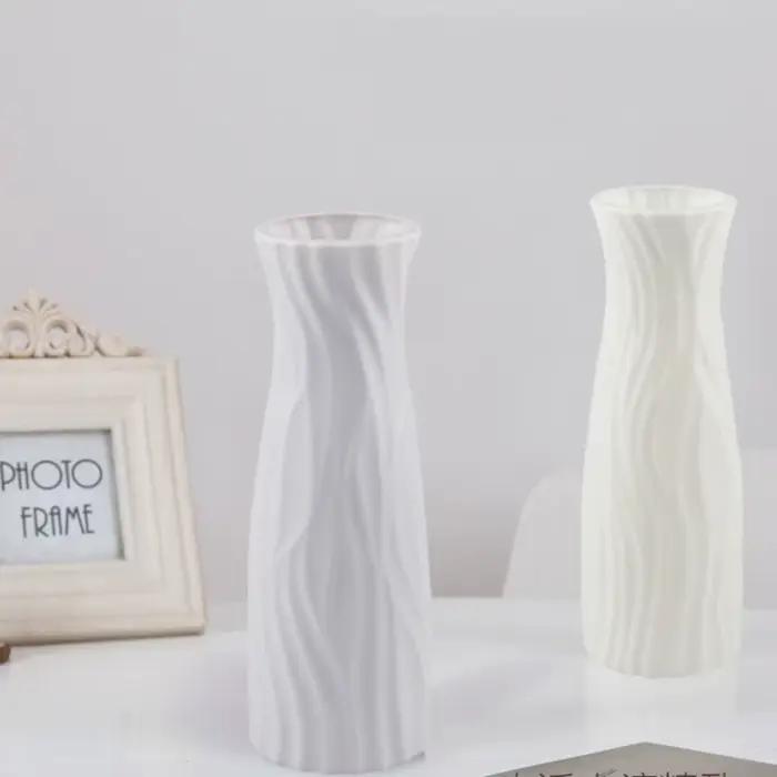 Vase à Fleurs en Plastique et Céramique Solide, Récipient de Décoration de Salon