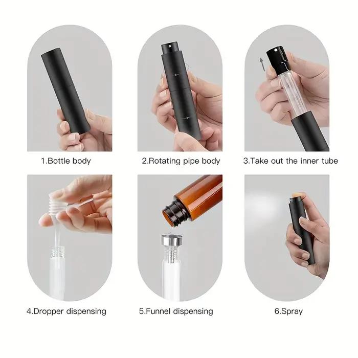 Pulvérisateur de parfum de voyage de 10 ml, récipient de Cologne rechargeable, flacon pulvérisateur vide pour mini pulvérisateur de taille (noir)