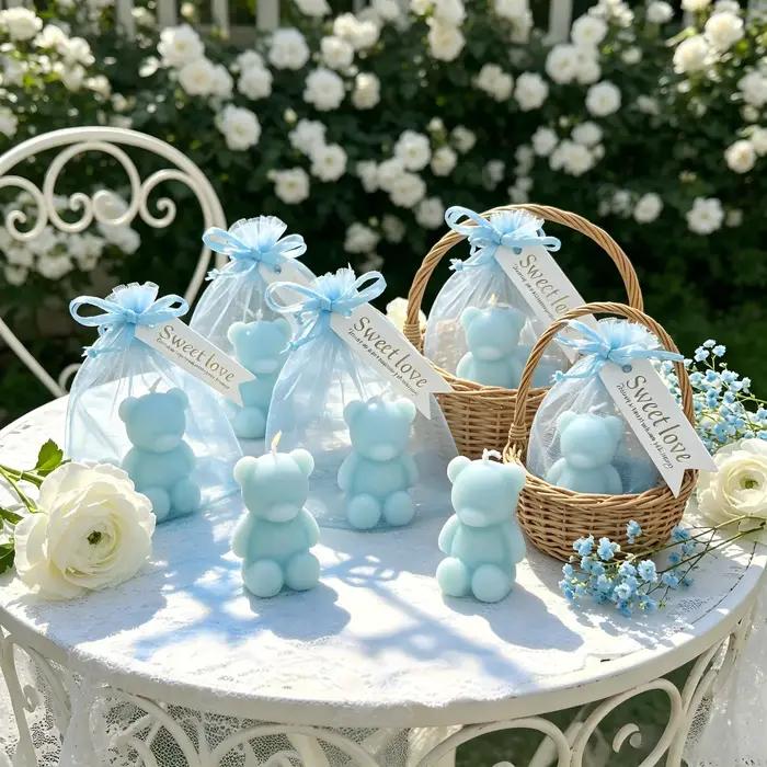 10 Kits de Bougies Souvenirs Ours Bleus Mignons