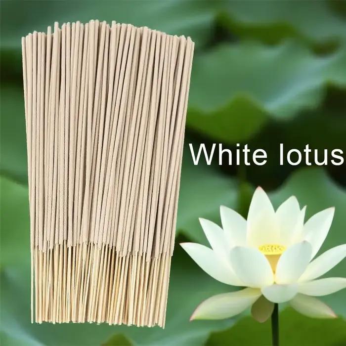 Bâtonnets d'encens Lotus blanc cassé de 8,7 pouces de haute qualité, fabriqués en matériaux naturels, avec un parfum de Lotus. Lotus blanc symbolise le sainte, la divinité et la nettoyage, l'encens es