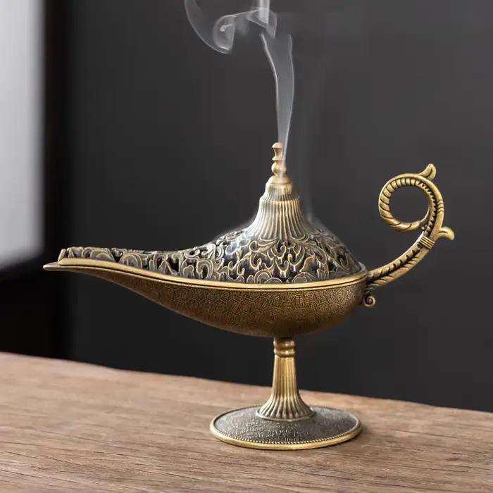 Brûleur d'encens en métal de style antique multifonction pour brûler encens ou parfum, bougeoir romantique et décoration d'intérieur pour maison ou bureau occasions spéciales