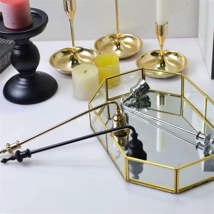 Coupe-mèche de bougie en aluminium et fer, outil d'extinction de bougies avec poignée longue ou courte pour décorations intérieures et ambiances romantiques