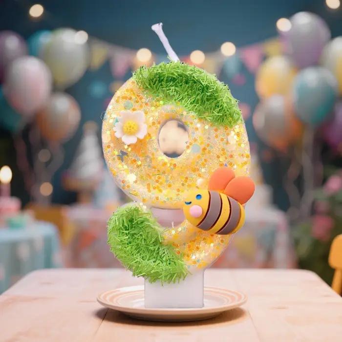 Bougies mignonnes en forme de petite abeille, bougies d'anniversaire, décoration de gâteaux, bougies