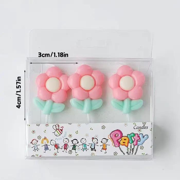Bougie en forme de fleur de dessin animé, décoration de gâteau, couleur fleur créative, bougie d'anniversaire, fête, Dessert, décoration de cuisson, plug-in