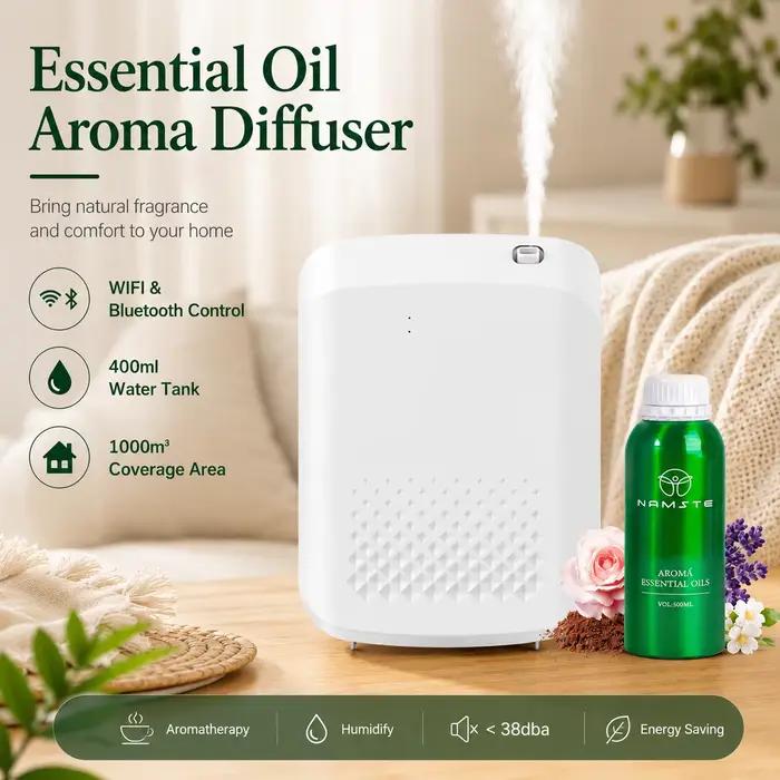 Diffuseur d'arôme électrique Namste Bluetooth blanc noir pour bien-être et décoration intérieure chambre salon bureau occassions spéciales