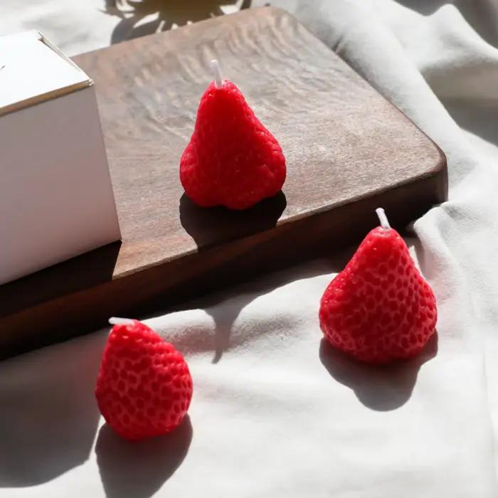 Bougies de fraises décoratives parfum fraise pour réceptions de mariage et fêtes d'anniversaire 5 pièces raisin et rouge pour la maison et le bureau