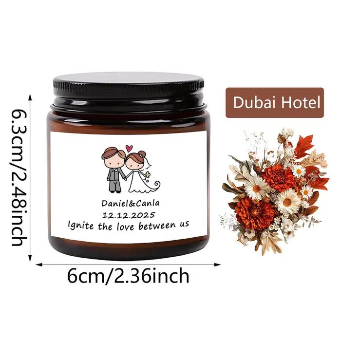 3, 5 onces / 70g Souvenir de mariage personnalisé Bougies parfumées personnalisées - un excellent cadeau pour les fêtes