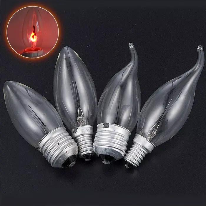Ampoule de bougie effet flamme LED décoration intérieure vintage E14 gris clair jaune clair vert clair lumiere scintillante pour décoration maison chambre salon