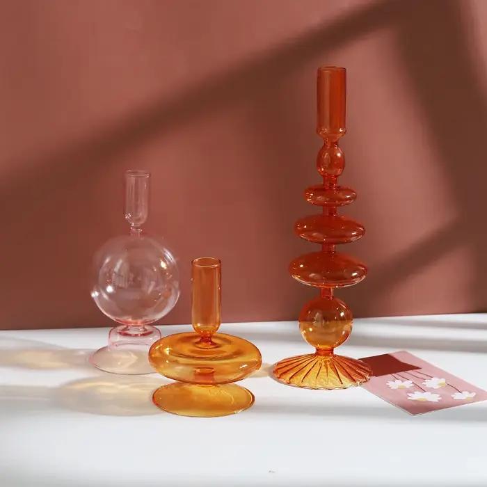 Bougeoirs en Verre de Style Nordique, Vase de Décoration pour Centre de Table