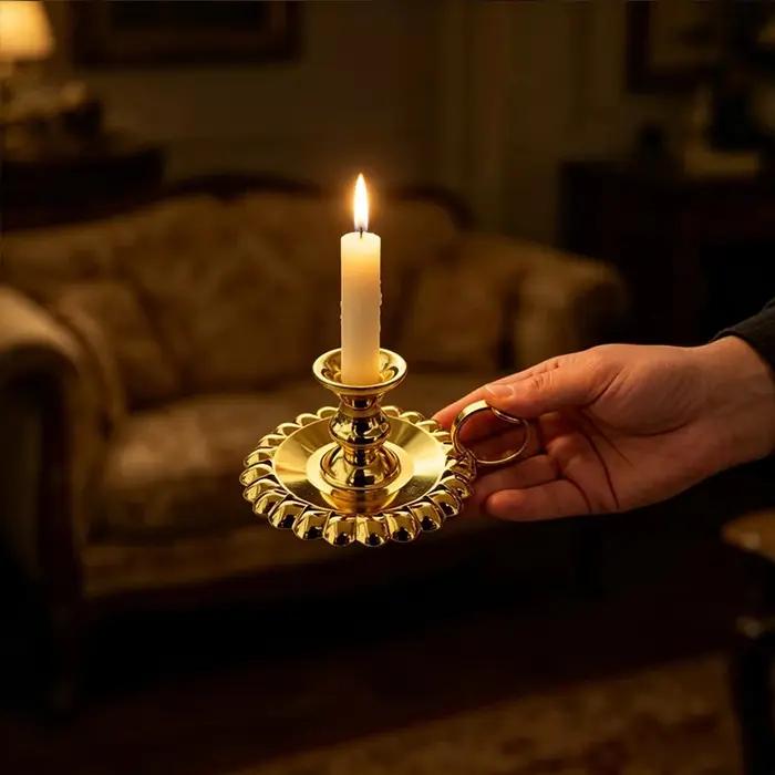 Support de bougie orthodoxe plaqué or fait main avec poignée pour la liturgie religieuse autel domestique dévotion personnelle cadeau chrétien occasions spéciales