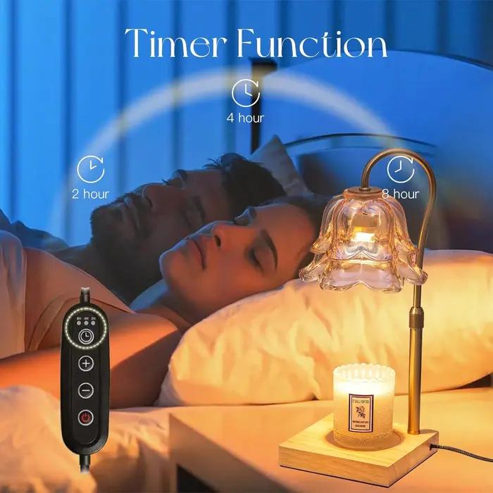 Lampe chauffe-bougie avec minuterie: lampes à bougies en or à fleurs