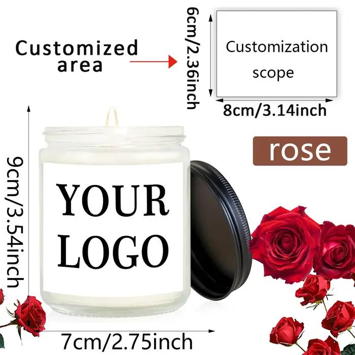 1 pièces cire de soja photo personnalisée bougie parfumée blanche cadeau-personnalisé avec logo/autocollant design-cadeau d'entreprise de mariage d'anniversaire
