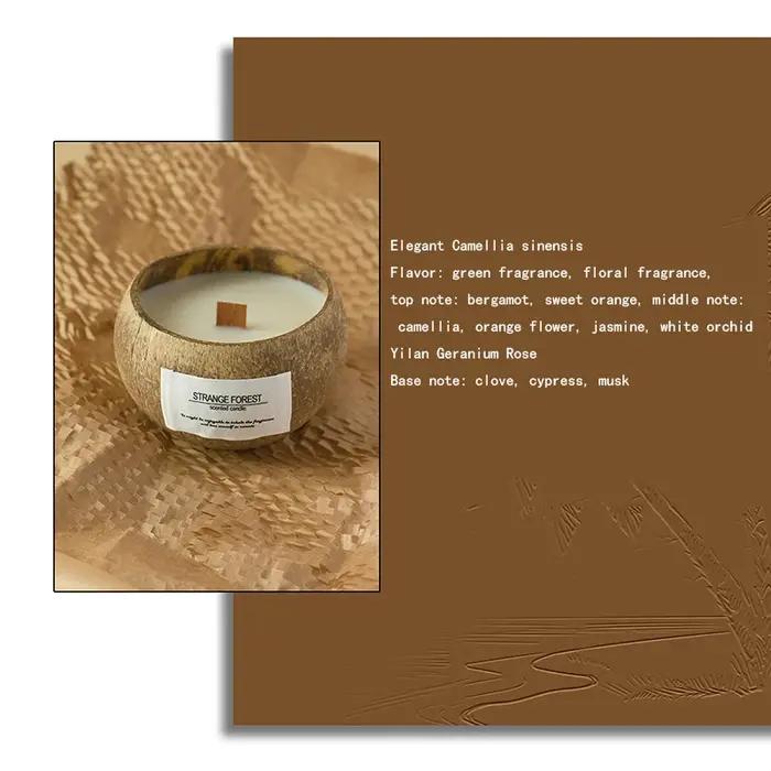 Bougie d'aromathérapie en coquille de noix de coco huile essentielle parfum de cire végétale Premium compagnon de maison pour la détente et la relaxation à offrir pour divers événements