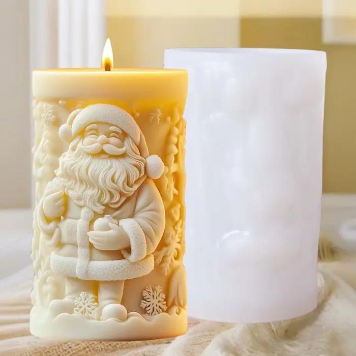 Père Noël souriant cadeaux bougie parfumée cylindrique moule en silicone avantageux