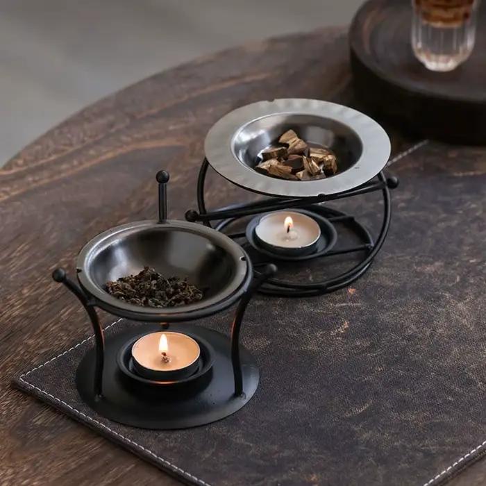 Diffuseur d'huiles essentielles créatif, brûleur d'aromathérapie portable en forme de polygone, support de chauffage de bougie rétro décoratif, utilisation en chambre