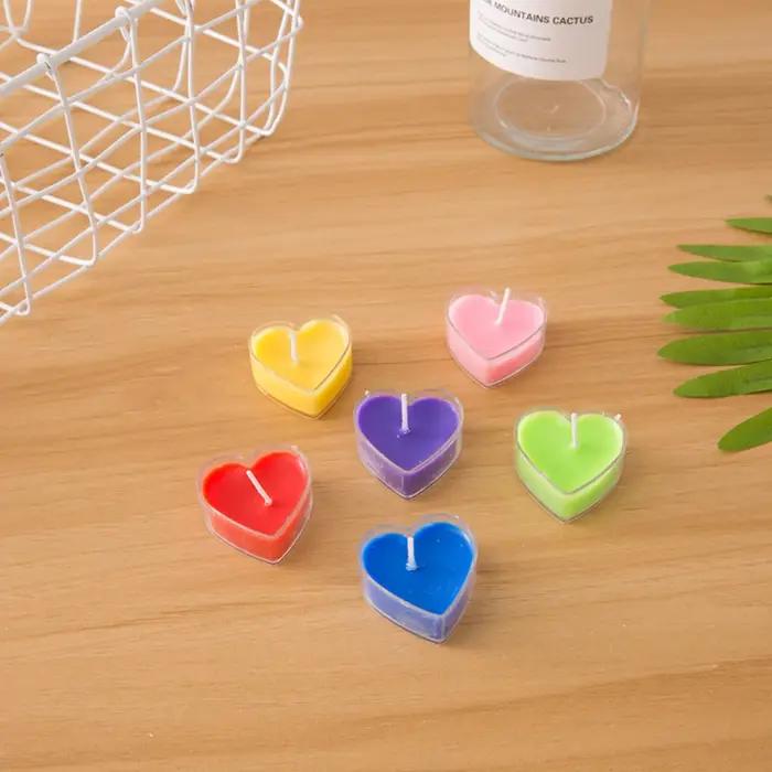 Lot de 9 bougies d'art en forme de cœur en cire de paraffine sans flamme pour décoration de mariage et fête romantique