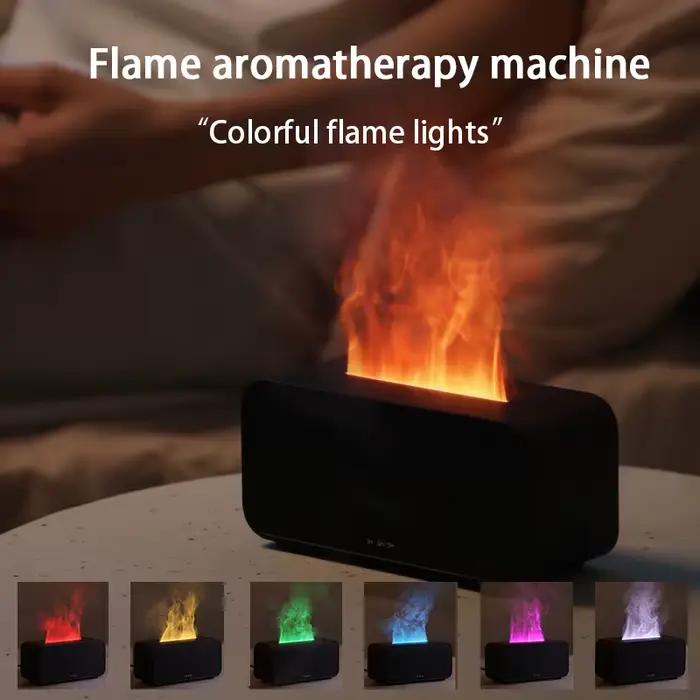 Diffuseur d'arôme de flamme 3D humidificateur avec veilleuse pour chambre à coucher maison et bureau blanc ou noir