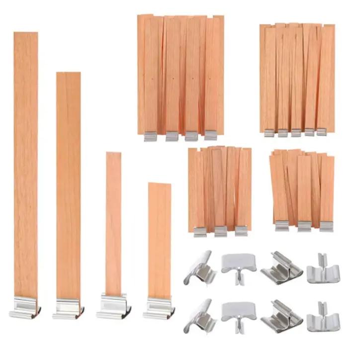 Pour le plaisir 30 pièces mèche de bougie en bois avec Base à Clip artisanat v osier paraffine cire d'abeille brûlant