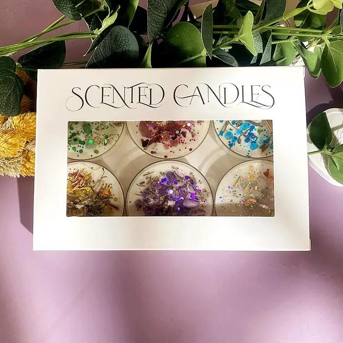 Bougies parfumées en coquillage, 1/6 pièces, pierre de cristal parfumée, fleur séchée, cadeau de sai