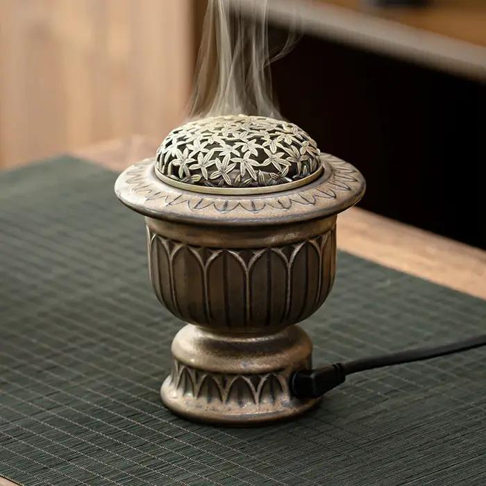 Brûleur d'encens électrique haute température pour salon et décoration intérieure ornements granulés d'encens aromathérapie relaxation ambiance zen