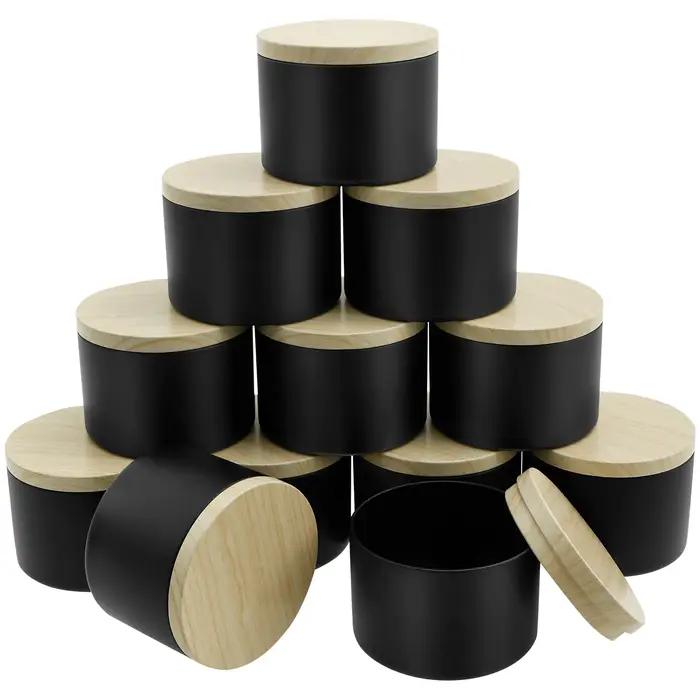 Boîtes à bougies rondes vides de 8oz avec couvercles