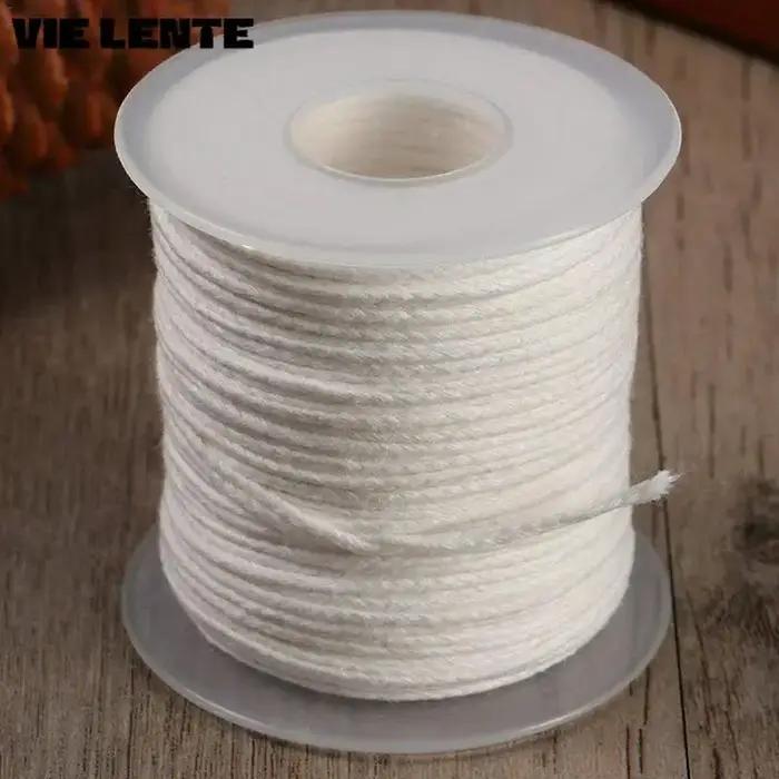 1 rouleau de mèche de bougie blanche en coton tissé